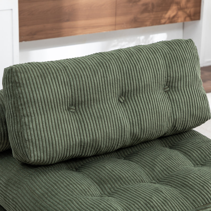 Canapé-lit pliant convertible avec coussin et dossier, support de plancher portatif pour salon, 34,7 po x 68,5 po, Vert