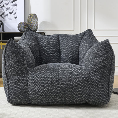 Pouf minimaliste en chenille noire de 119 cm