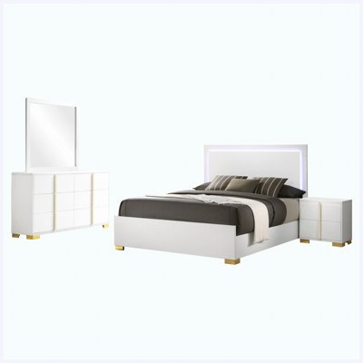 Ensemble de chambre à coucher double 4 pièces White