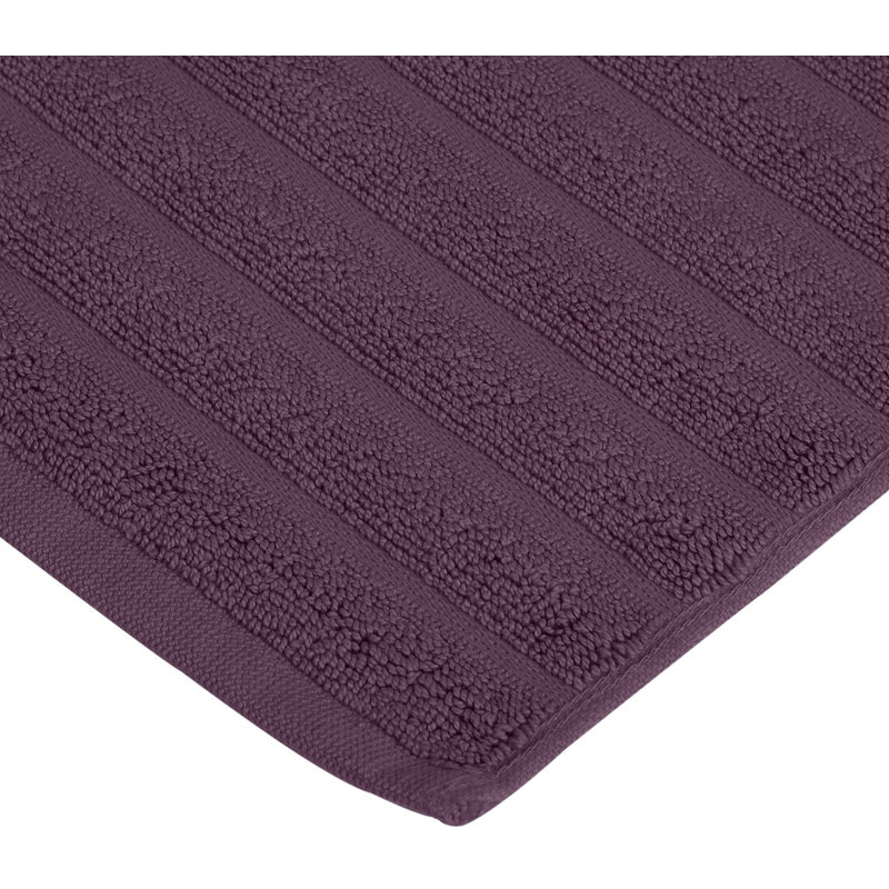 Pardue Cotton Geometric-Striped Reversible 2 Piece Bath Mat Set, Eggplant, Solid Color