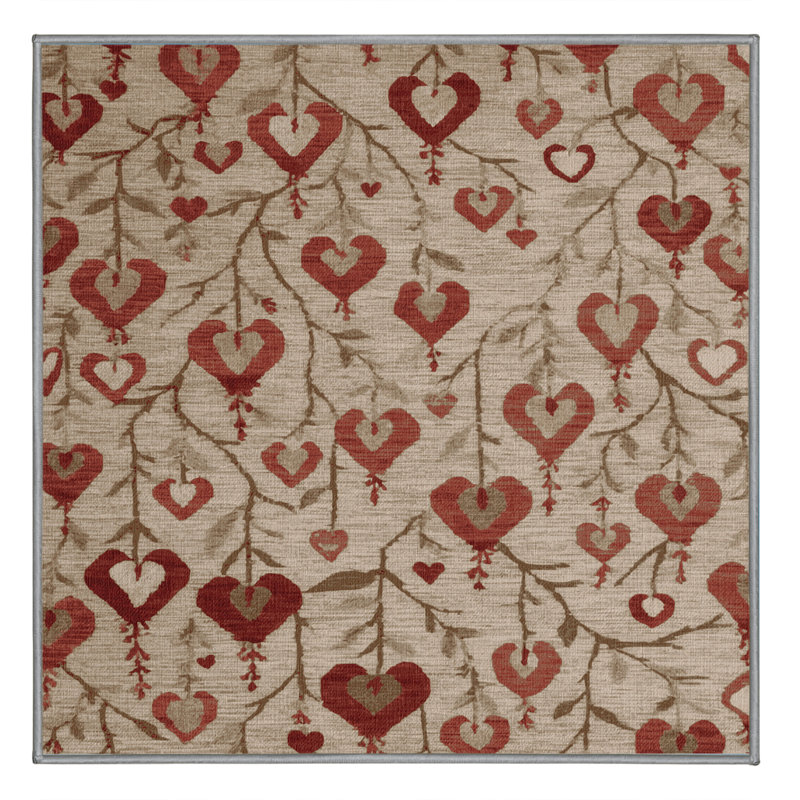 Tapis gris botanique lavable à la machine, Rond 8 pi