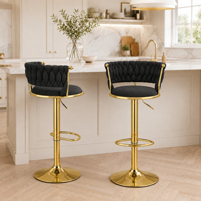 Swivel Upholstered Counter Stool with Metal Frame