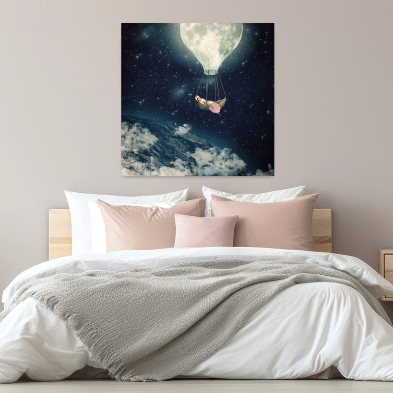 La lune me transporte abstrait, art urbain contemporain, H 32 po x l 32 po