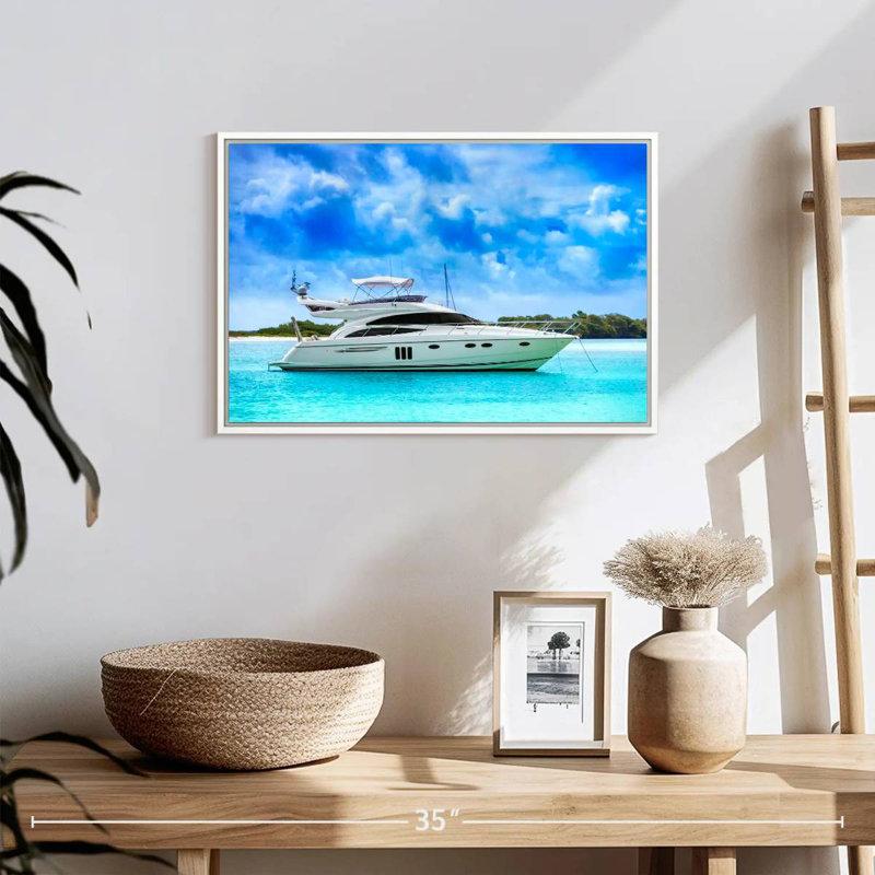 Yacht de luxe des Caraïbes, Cadre flottant blanc, 19 po x 13 po