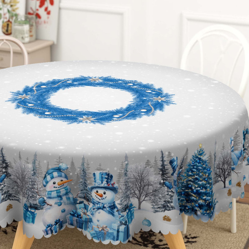 Nappe bleue en polyester lavable Père Noël
