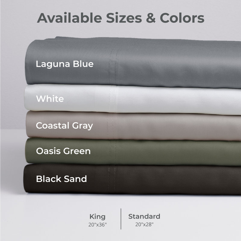 Cariloha Retreat 2-Piece Sateen Pillowcase Set | Lyocell Material | Breathable, Corner Straps, Extra soft & Cooling, White