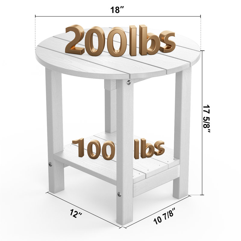 Sweetgrove Oversize 17.5'' Plastic/Resin Outdoor Side Table, White