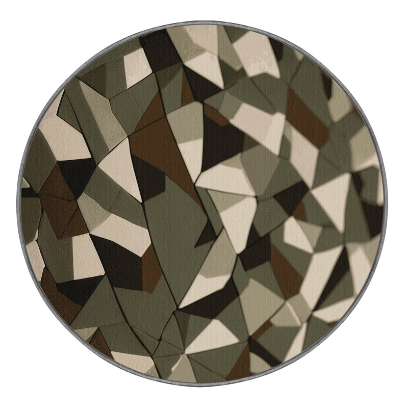 Geo Camouflage Rug, Round 5'