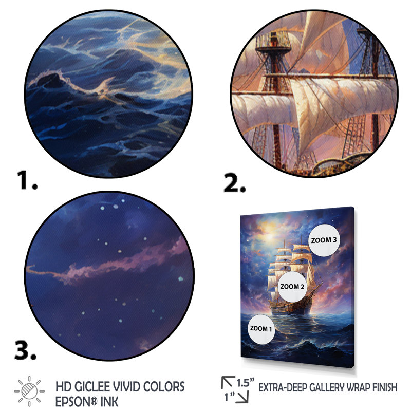 Pirate Oceans Embrace - Décoration murale pirate, H 44 po x l 34 po x P 1,5 po, Encadrement doré
