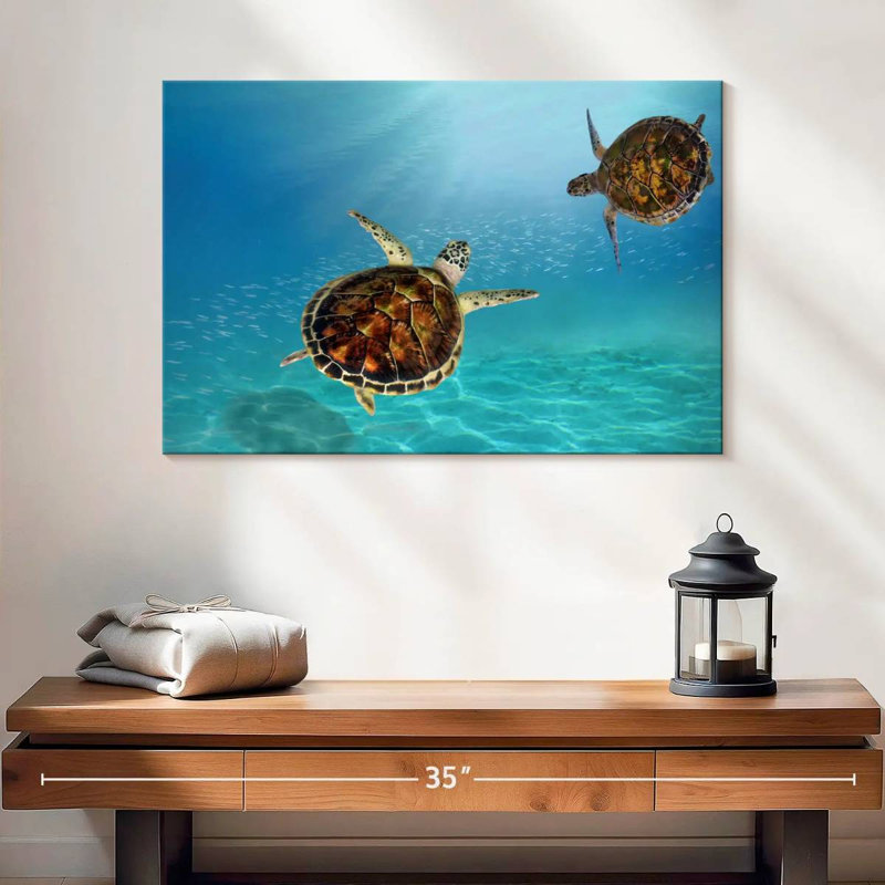 Tortues imbriquées sous l'eau, H 16 po x l 24 po