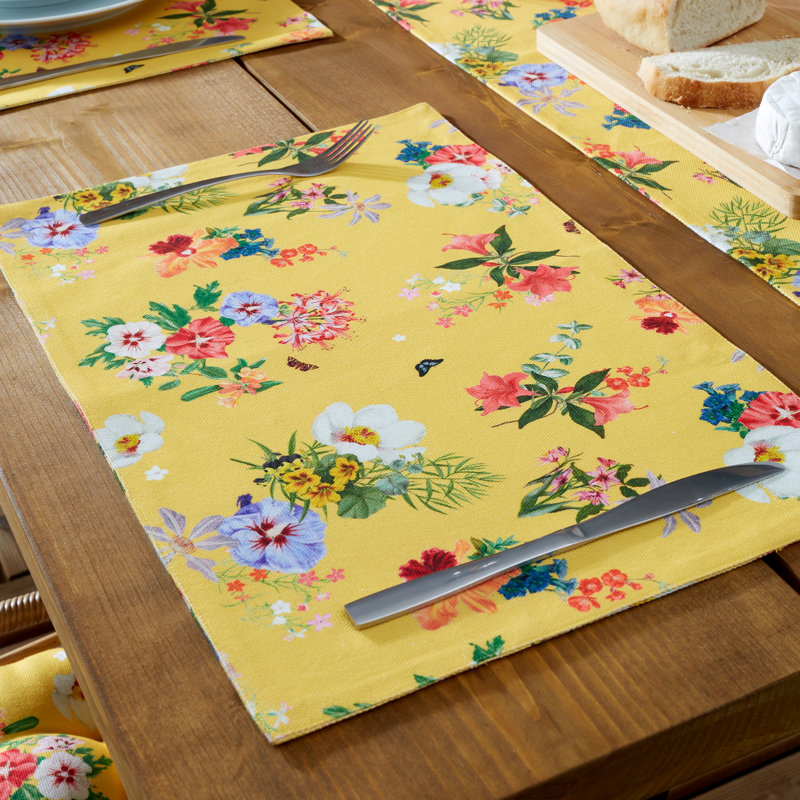 Annagh Cotton Blend Floral Rectangle Placemat