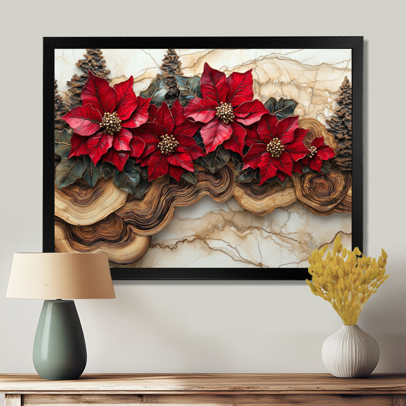 Giray - art mural floral, H 12 po x l 20 po, Cadre simple noir