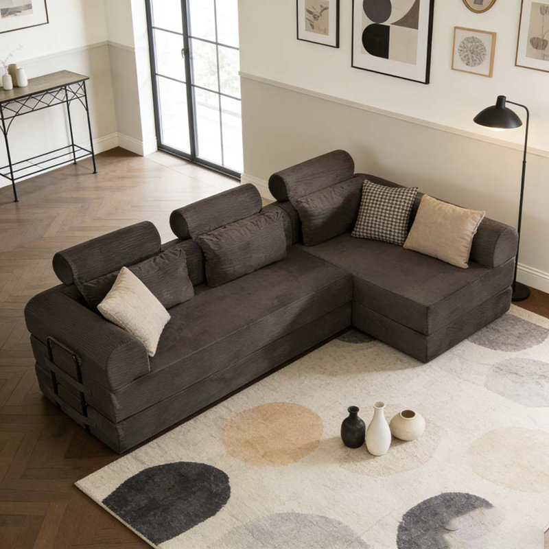 L shape Modular Sectional Sofa, Brown