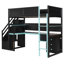 Lit mezzanine en bois peu encombrant, configuration de jeu avec rangement, maison moderne