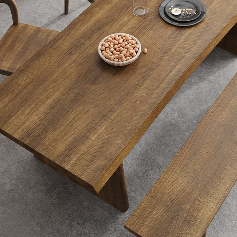 Table de salle à manger rectangulaire en bois massif brun noisette, H 29,53 po x L 70,87 po x l 31,5 po