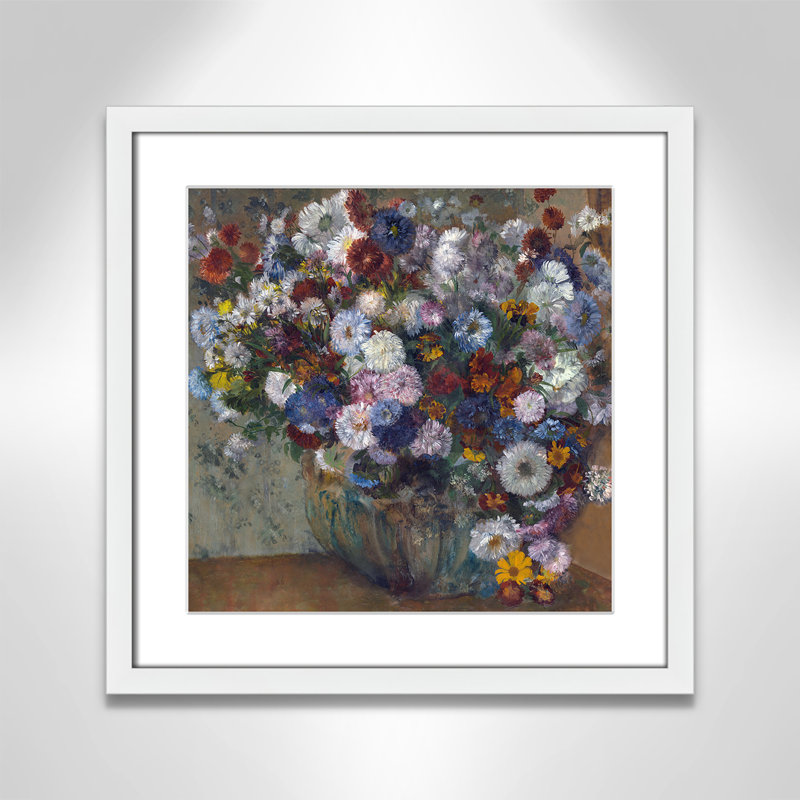 «A Vase of Flowers» par Edgar Degas, Papier avec cadre unique blanc, Oui, H 17 po x l 17 po x P 0,75 po
