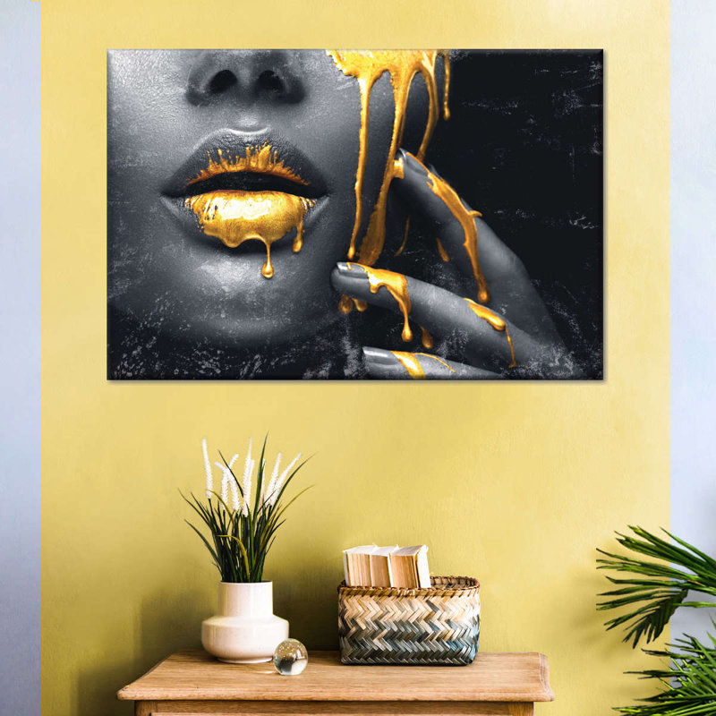 Impression sur toile Grunge Gold, H 45 po x l 30 po x P 1,25 po