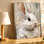 Lapin blanc, empâtement sur toile texturée, reproduction d'art animalier neutre, salon chambre bureau, couloir, décoration murale surréelle moderne pour appartement, loft, entrée, maison, style