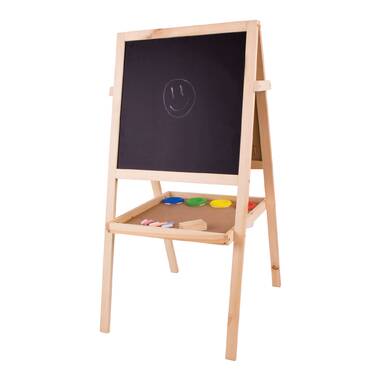 AIYAPLAY Kids Easel with Paper Roll, Blackboard, Whiteboard, Storage, Pink