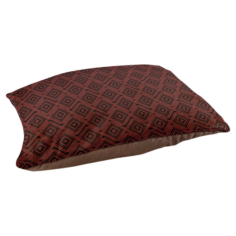 Coussin stylisé de labyrinthe carré Byrge, L 52 po x l 42 po, Noir / Rouge
