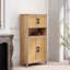 Armoire de rangement Mid-Century moderne à 4 portes avec portes en rotin tissé et tablettes réglables