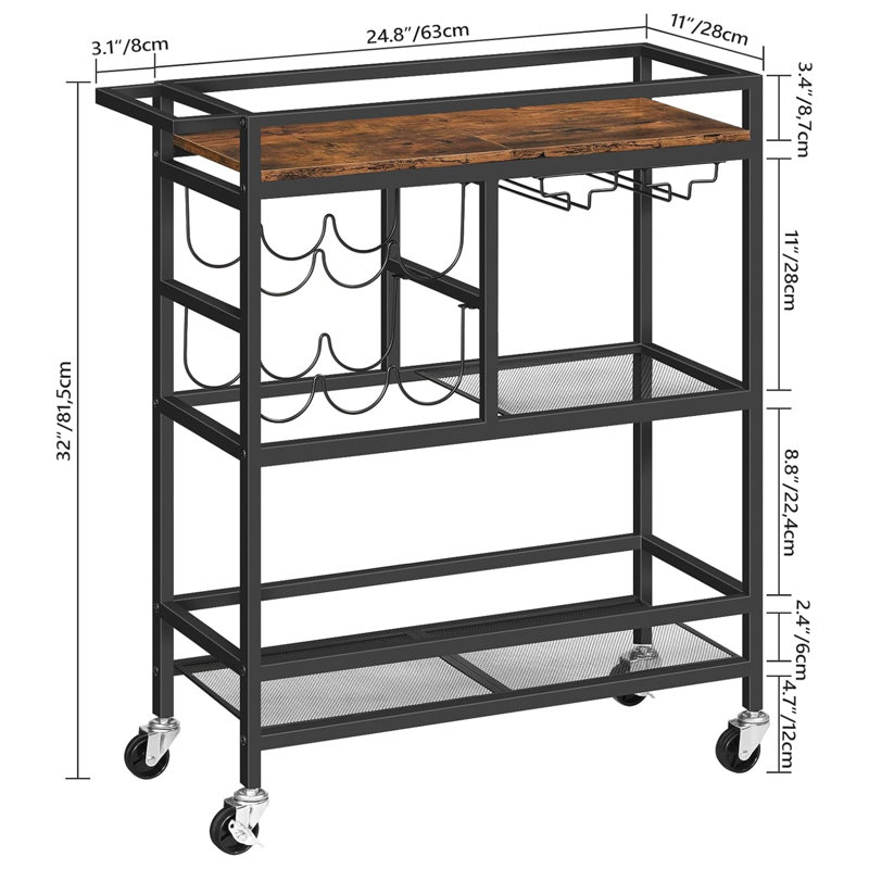 Anga 81.5cm H x 63cm W Utility Cart with Wheels