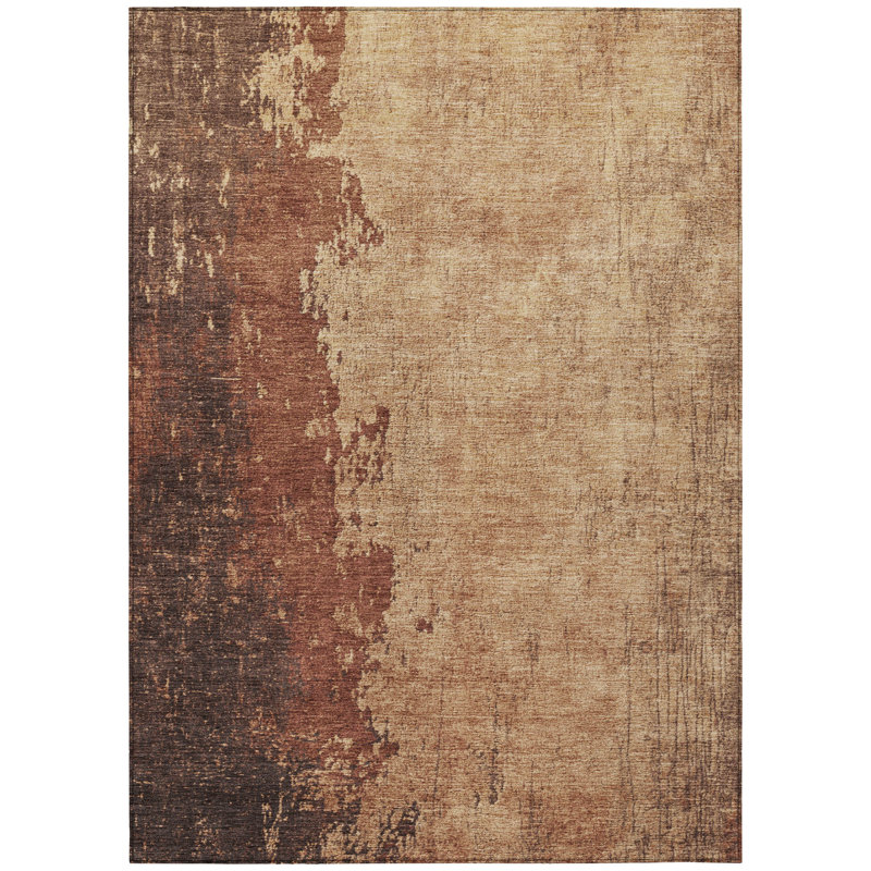 Machine Washable Indoor/Outdoor Xhevrie Paprika Rug, Rectangle 5' x 7'6"