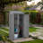 Tall Vertical Wooden Storage Shed with Metal Top & 3 Shelves, Garden Tool Cabinet