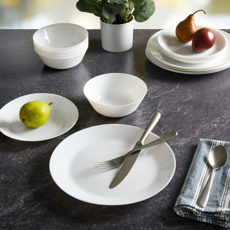 Soho Lounge Stoneware 16 Piece Dinnerware Set, Matte Black