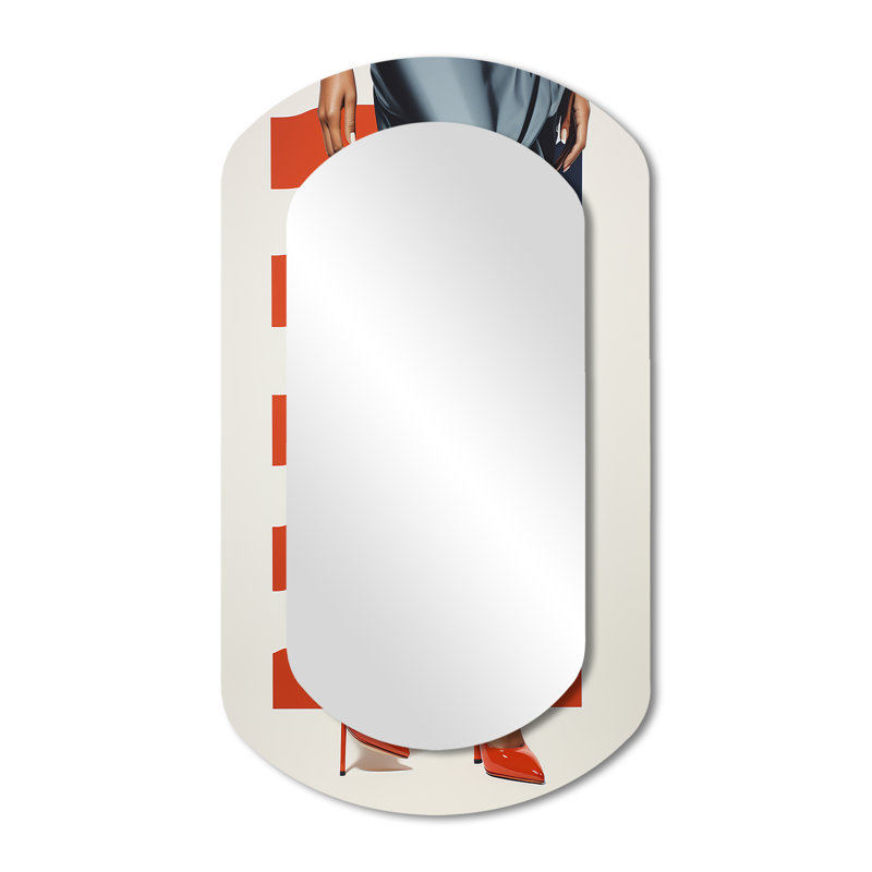 American Vintage icon femme 1 - miroir mural décoratif asymétrique abstrait Popart, miroir cylindrique moderne, impression sur métal