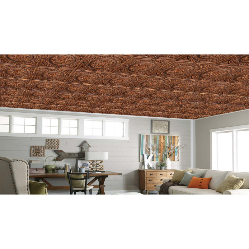 Carreau de plafond en PVC 2 pi x 2 pi Falkirk Perth, Cuivre antique