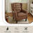 Duward Faux Leather Brown Button Tufted Wingback Accent Chair with Rolled Arm and Thick Padded Cushion-465611257