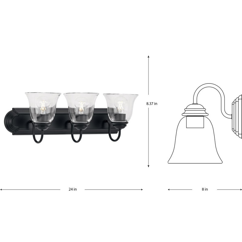 3 - Light Dimmable Vanity Light, Black