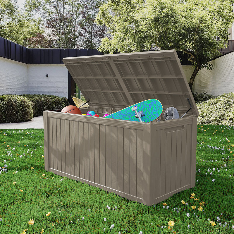180 Gallon Water Resistant Resin Lockable Deck Box, 180GAL, Black