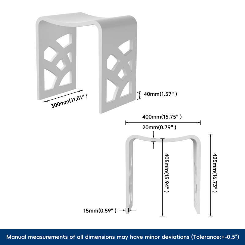 Freestanding Shower Seat Solid Surface Shower Stool