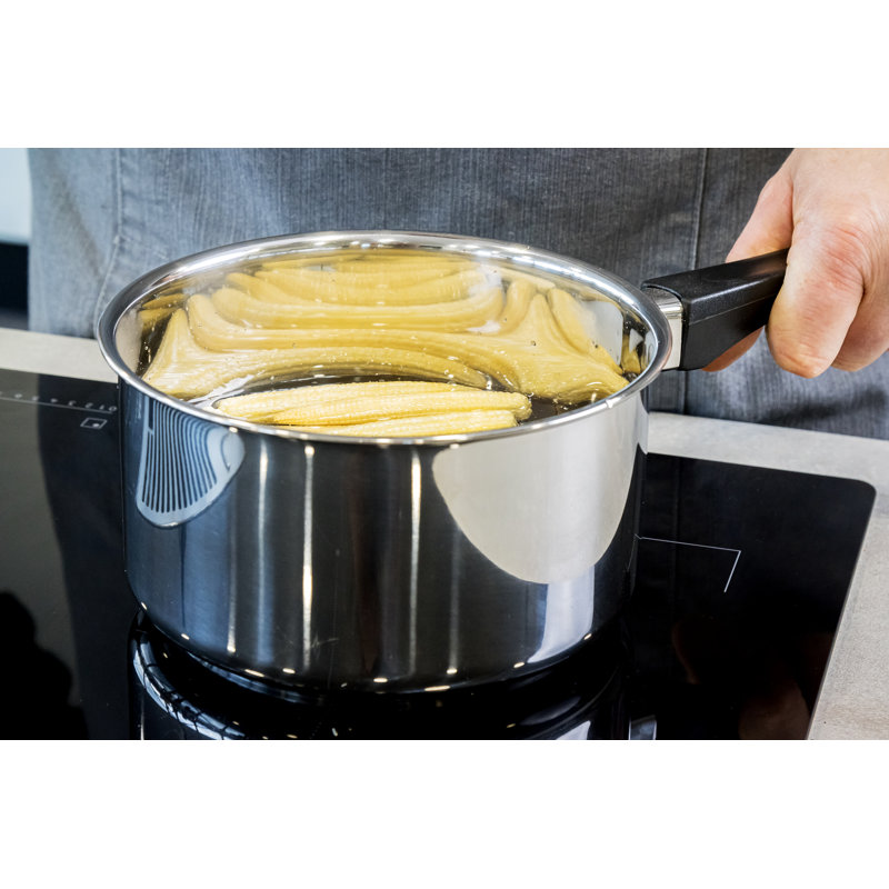 KitchenCraft Set of 3 Stainless Steel Extra Deep Saucepans with Lids and Heat-Resistant Handles, 12cm, 16cm, 20cm