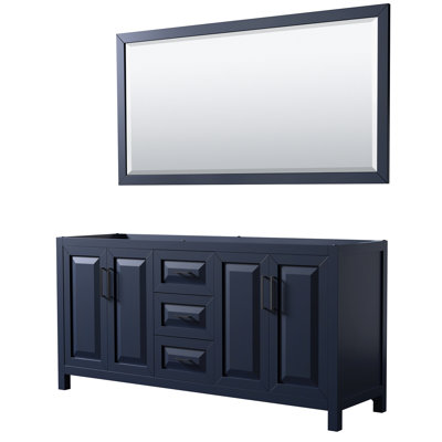 Base de meuble-lavabo double de salle de bain 71" avec miroir seulement Daria