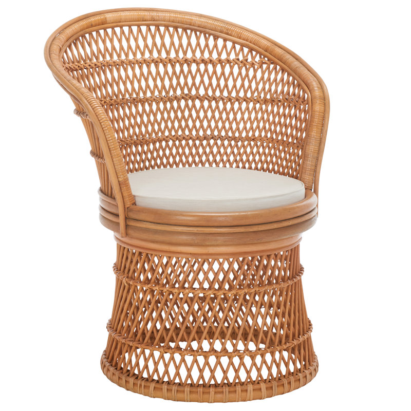 Fauteuil d'appoint pivotant avec coussin Rochellt, Naturel