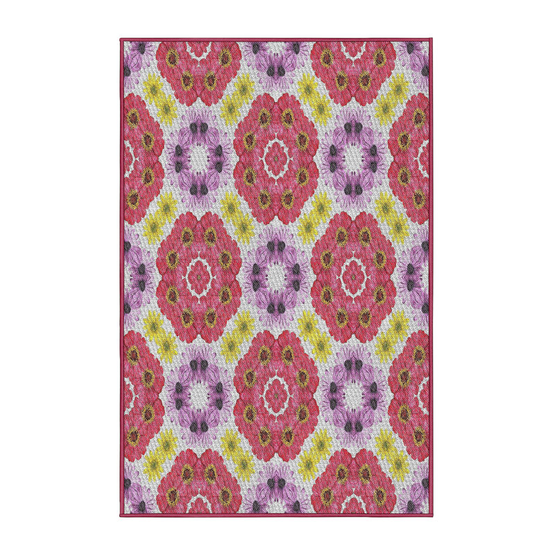 Tapis rose/mauve tissé à la machine, Rectangle 5 pi x 8 pi