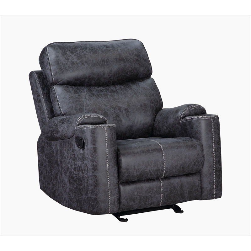 Fauteuil inclinable manuel en microfibre gris Hirah avec fonction porte-gobelet