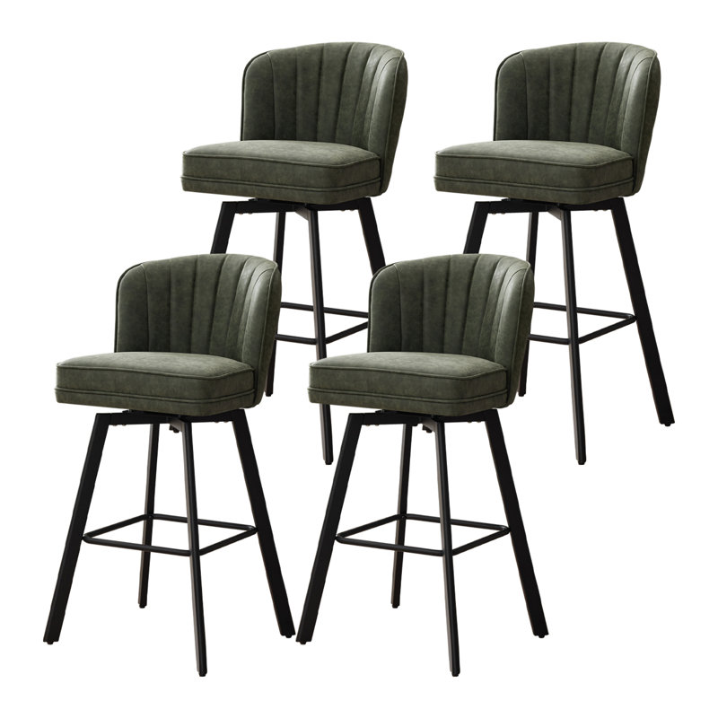 Tabourets de bar pivotants de 30 po à hauteur de comptoir avec dossier, tabourets d'îlot de cuisine avec dossier à coquille capitonnée, siège rembourré et pieds en métal avec repose-pieds