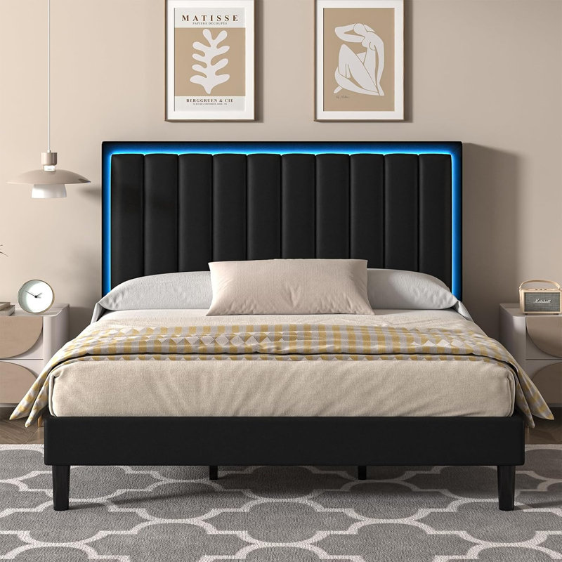 Breella Vegan Leather Platform Bed, Black, California King