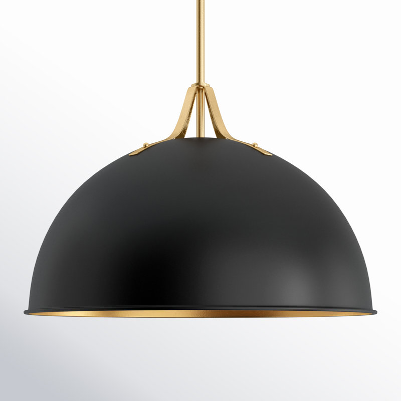 Carlyn 3 - Light Dome Pendant, Matte Black/Antique Gold