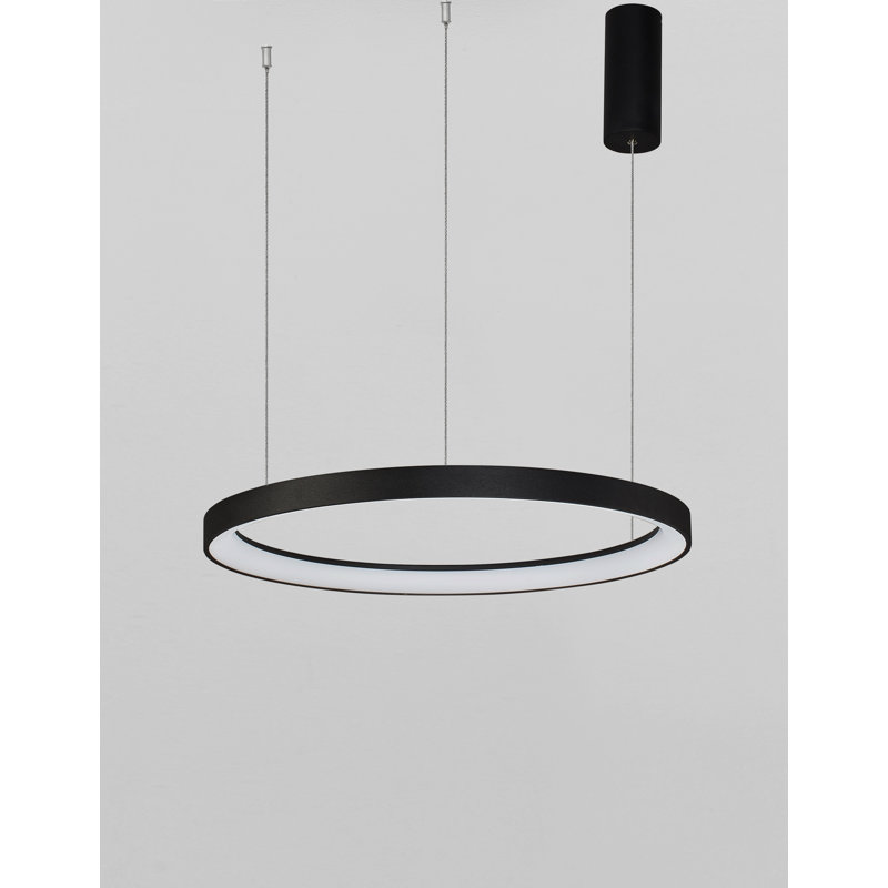 1 - Light LED Single Pendant, 3.5cm H x 58cm W x 58cm D, Black