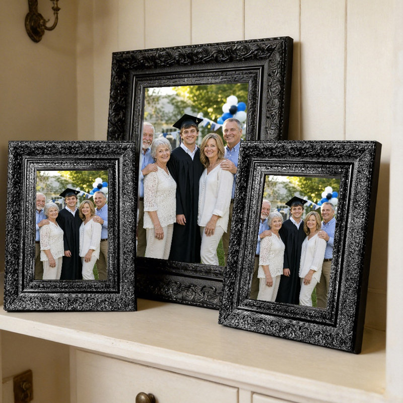Cadre photo 3 pièces 5 "x 7" noir pour bureau, Noir, 3, L 5 po x H 7 po