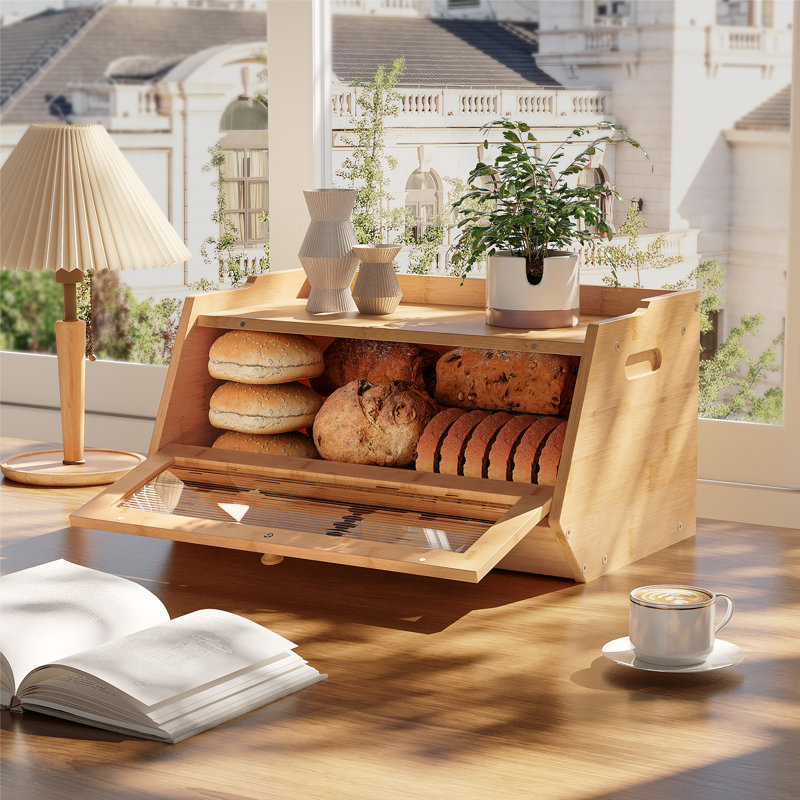 Boîte à pain en bambou pour comptoir de cuisine