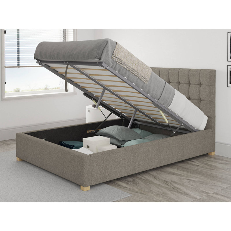 Chevalier Upholstered Ottoman Storage Bed, Double (4'6), Grey