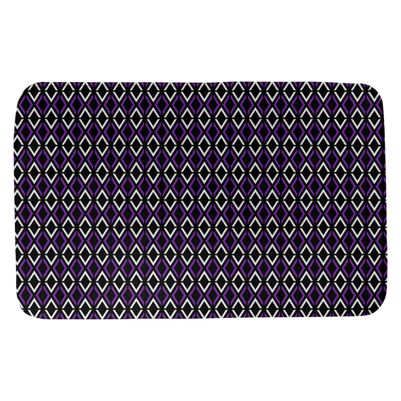 Tapis pour salle de bain diamants Leffel, l 17 po x L 24 po, Noir / Mauve