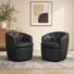 Classic Tuffted Upholstered Swivel Barrel Chair with Unique Recessed Arms