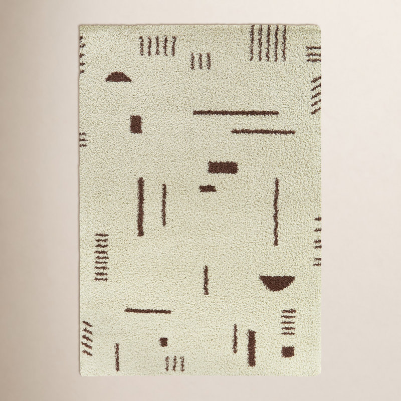 Tapis à poil long à motif abstrait Morin, Rectangle 5 pi 3 po x 7 pi